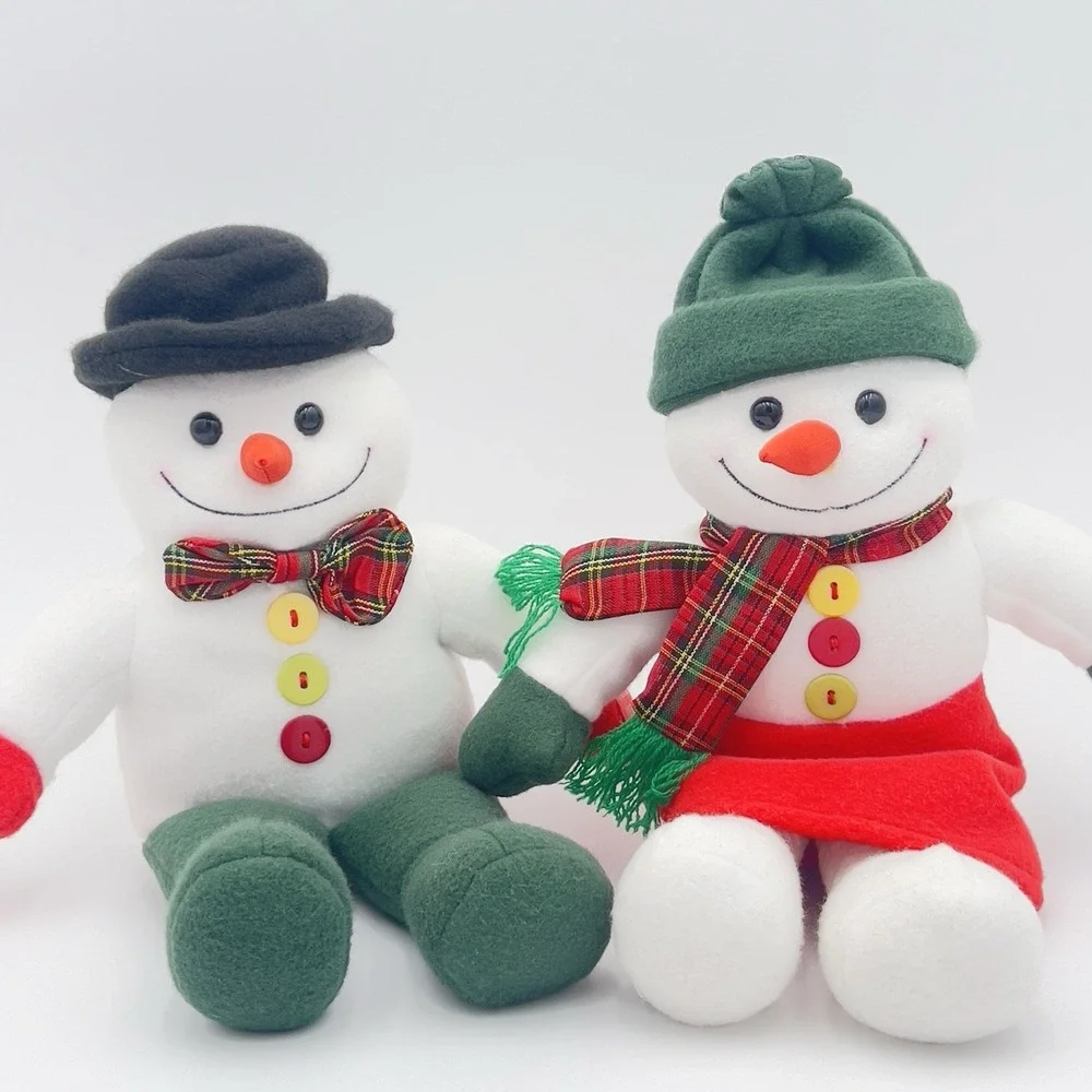 Snowman Couple Plush‎ Snowmen Sleigh Ride Snowman RARE Vintage